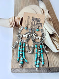 Western Statement Horseshoe Stone Dangle Drop Earrings