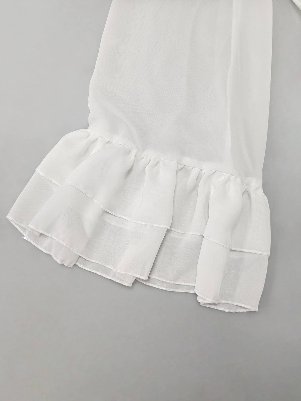 Sexy Halter Neck Sheer Ruffle Blouse