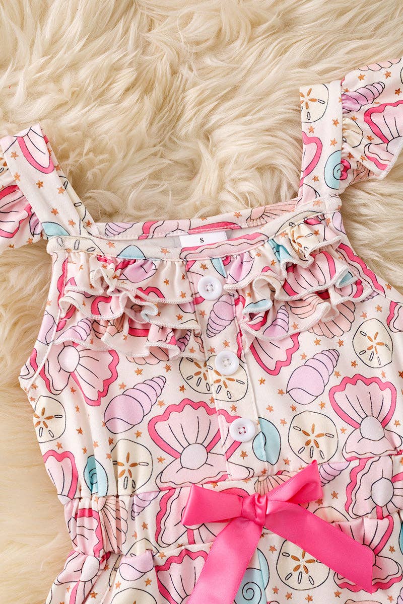 Seashell multi-printed girls romper.
