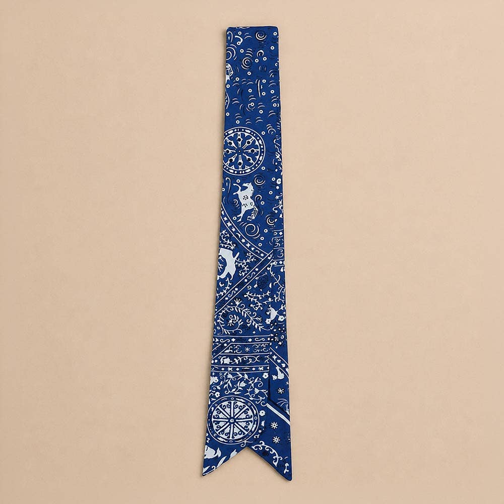 Paisley Bandana Print Skinny Twilly Scarf