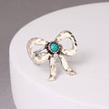 Western Turquoise Hammered Bow Cuff Ring