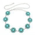 Silver Concho Belt with Turquoise - 8 Piece Adjustable