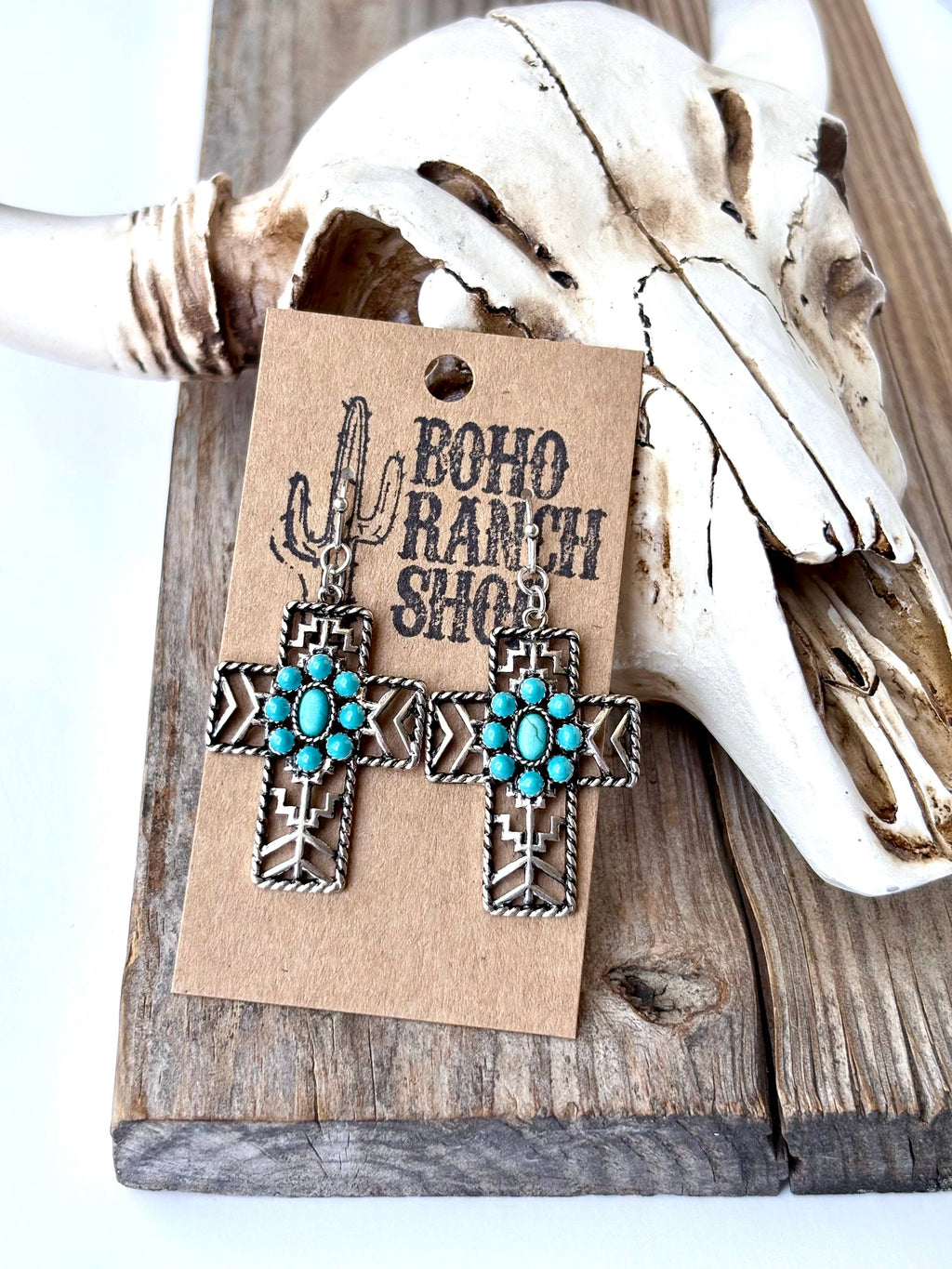 Western Filigree Turquoise Stone Dangle Earrings