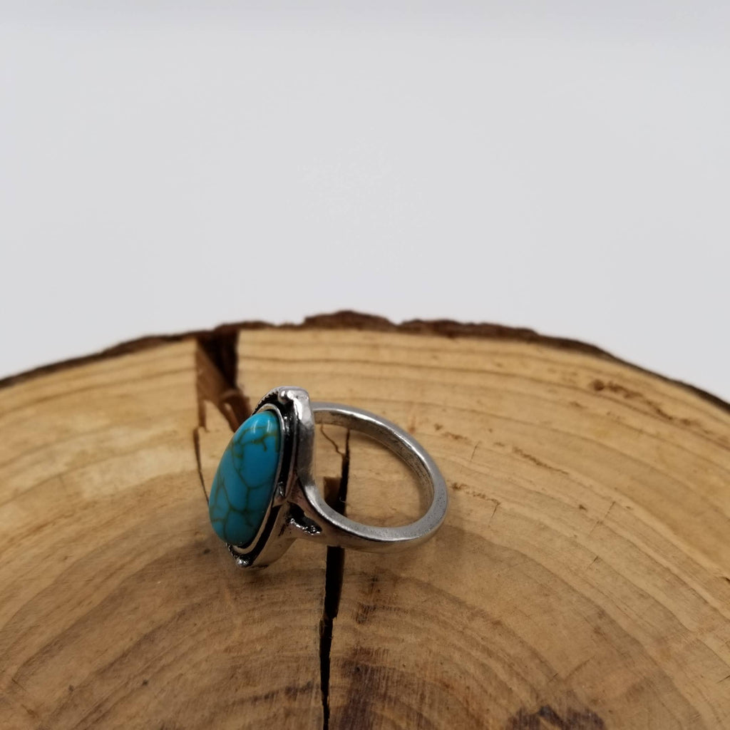 Retro Geometric Turquoise Ring