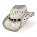 White & Gray Straw Western Hat