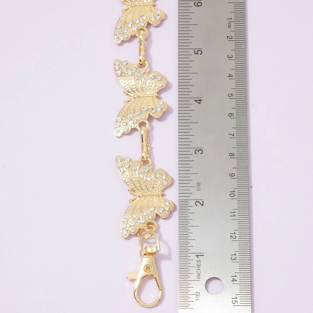 Rhinestone Butterfly Link Chain Belt