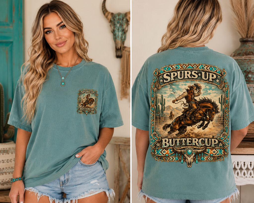 🤎 Aztec Spurs Up Buttercup Western Tee 