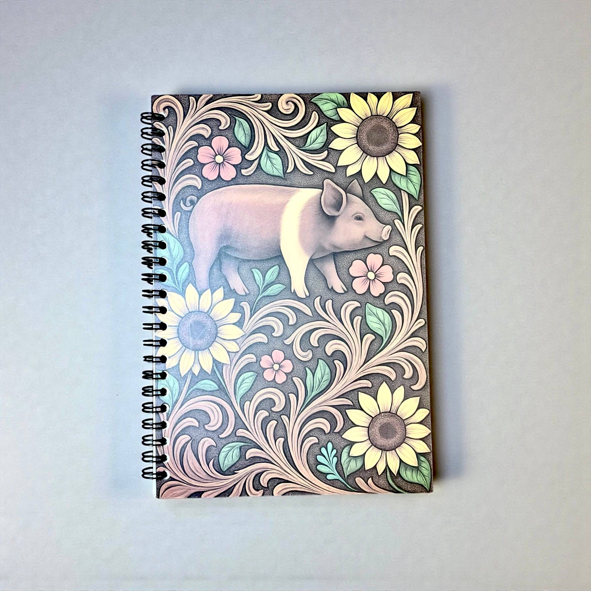 Western Notebook Pig Design - Rustic Journal 8.5x6