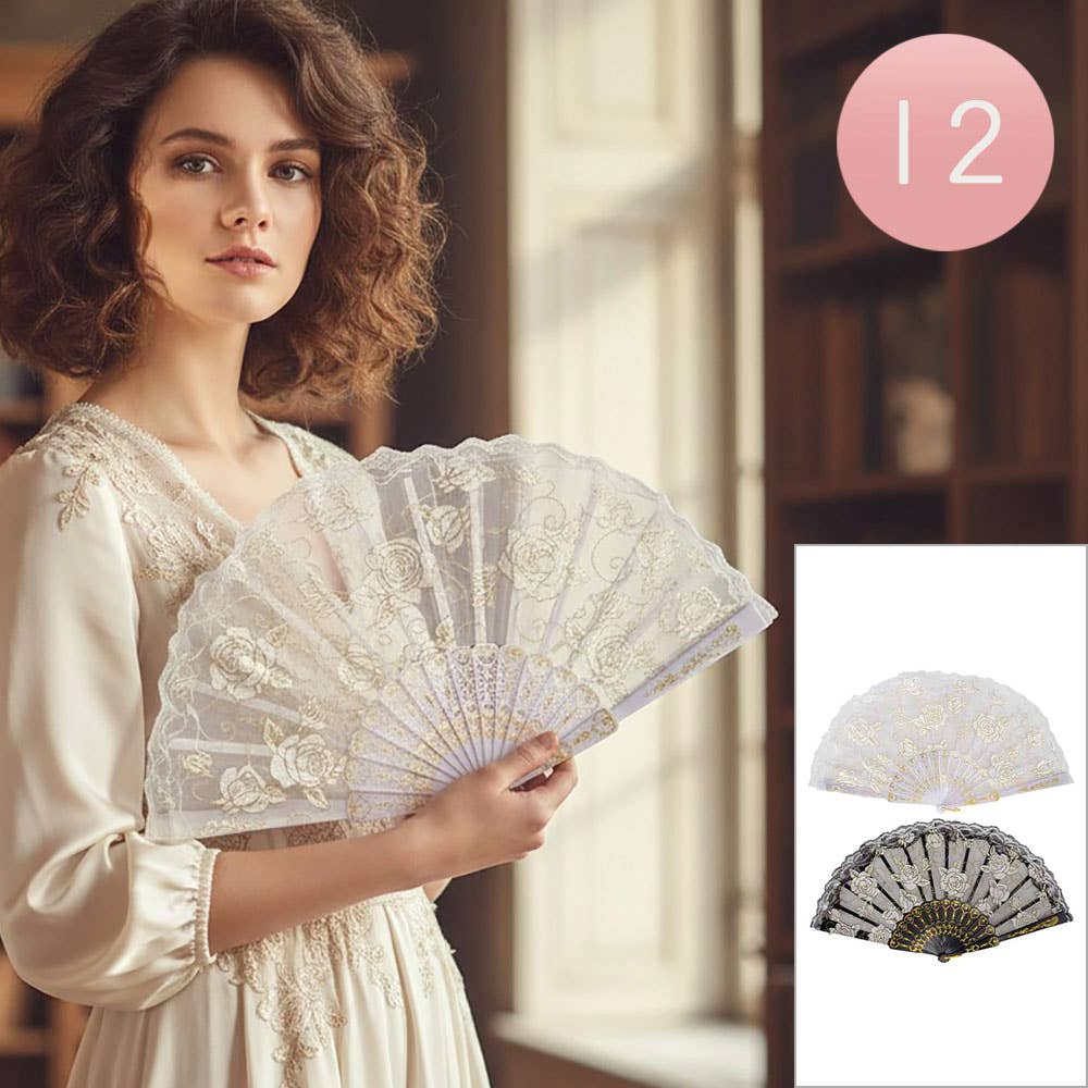 Elegant Floral Lace Folding Hand Fans
