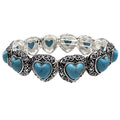 Turquoise Heart Silver Stretch Bracelet