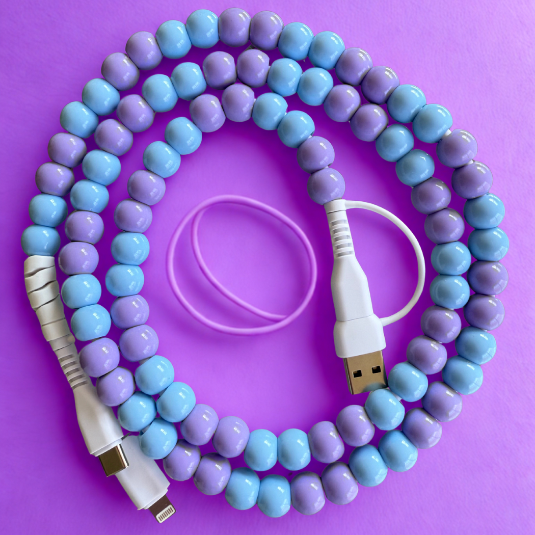 Blue & Purple Beaded 4-IN-1 Charging Cable