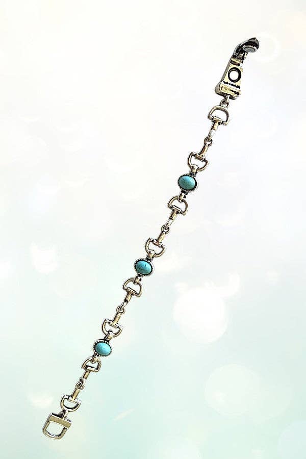 WESTERN TQ GEM SNAFFLE BIT LINK BRACELET