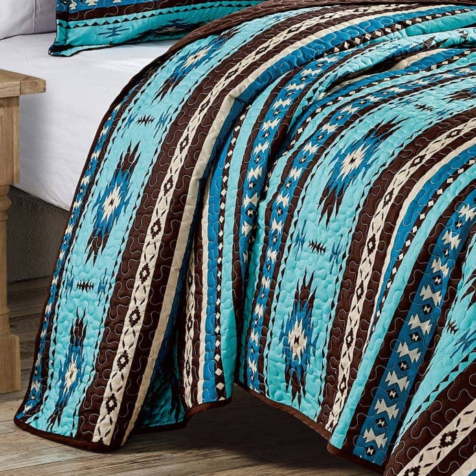 Southwest Turquoise Aztec Quilt - 5 Piece Set