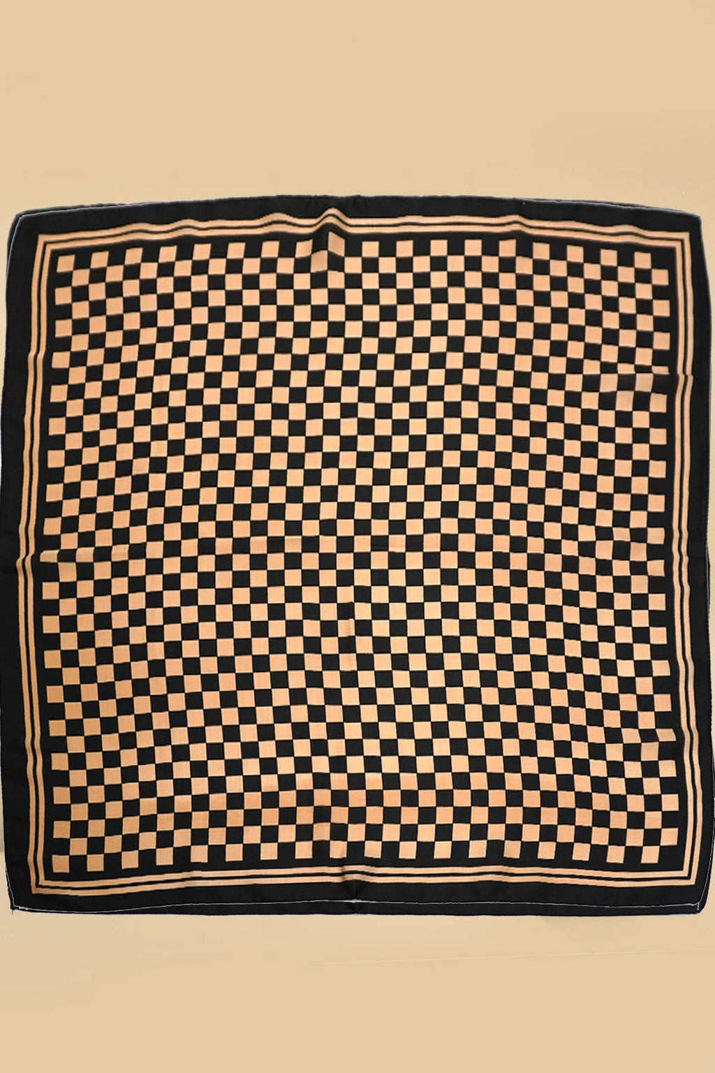 LARGE CHECKER PRINT SILKY FEEL BANDANA SCARF