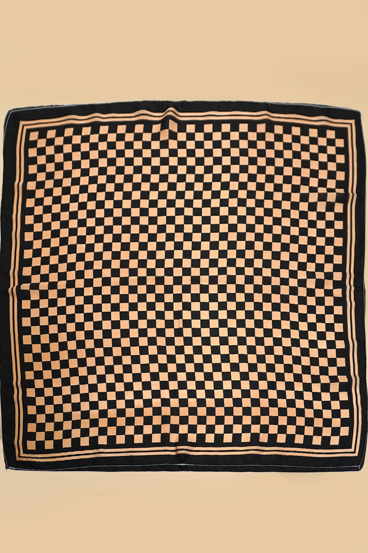 LARGE CHECKER PRINT SILKY FEEL BANDANA SCARF