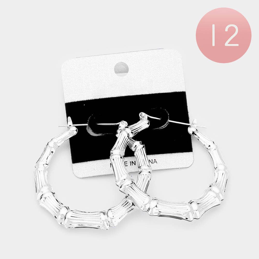 Metal Bamboo Pin Catch Earrings