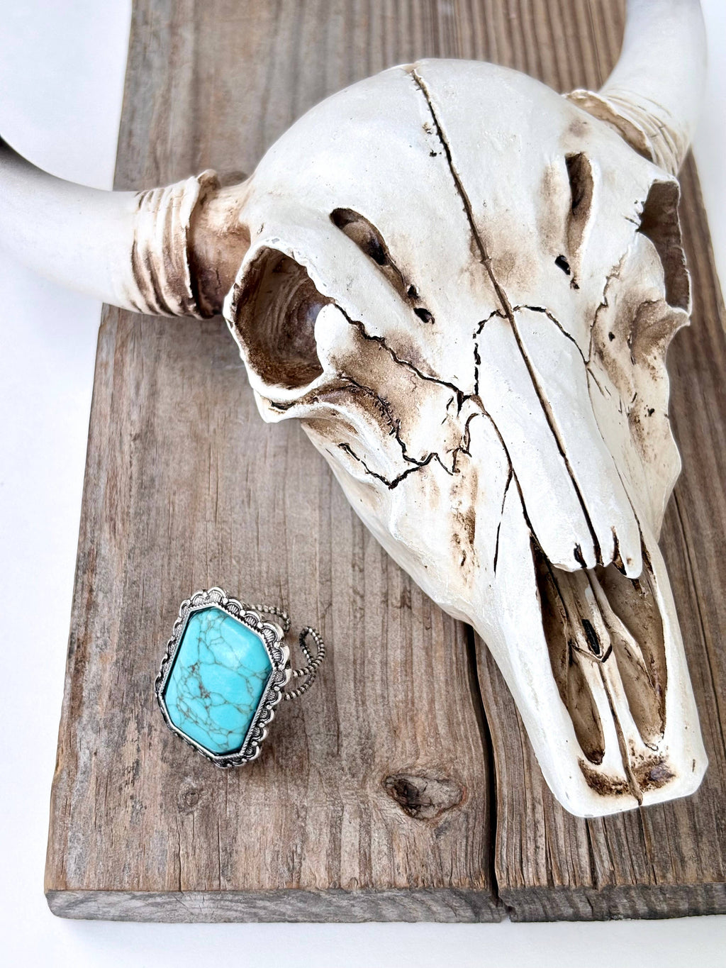 Western Style Turquoise Stone Adjustable Ring