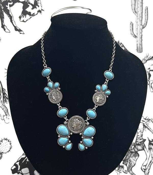 Liberty Coin Squash Blossom Necklace