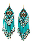 HANDMADE SEEDBEAD TASSEL AZTEC   EARRING