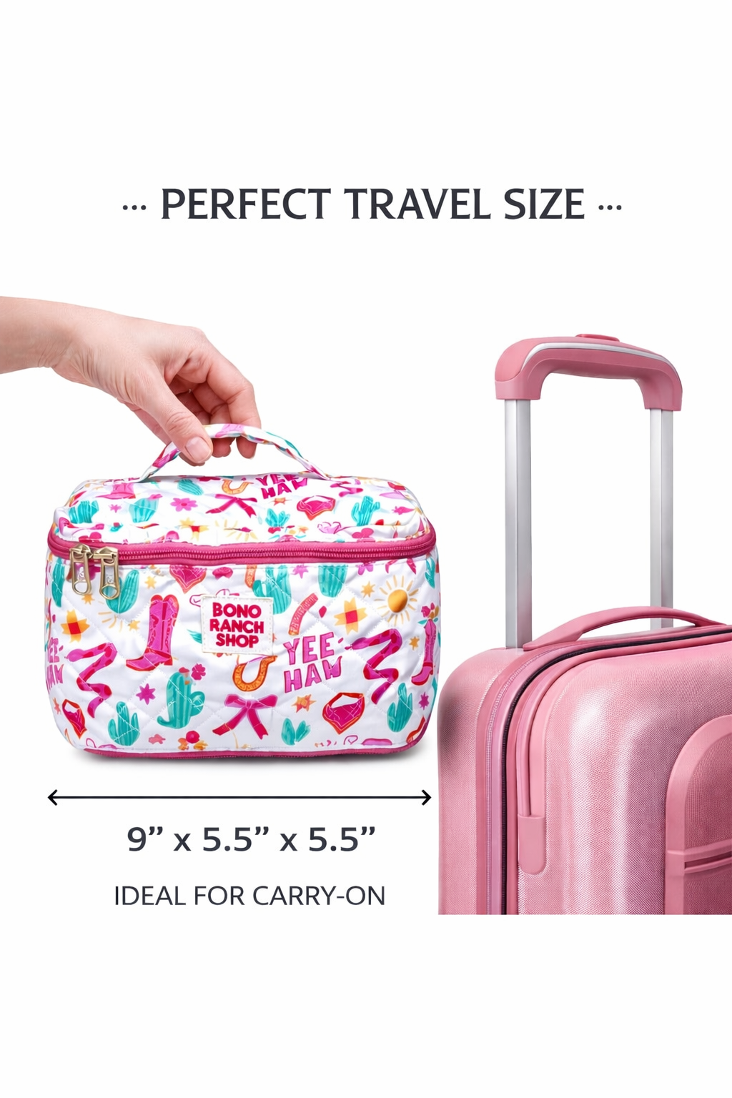 Quilted Western Makeup Bag Organizer | Cowgirl Cosmetic Bag