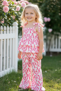 Shoe horse/ fuchsia floral printed 2 piece set.