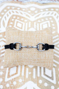 Silvertone Arena Steel Black Cord Bracelet
