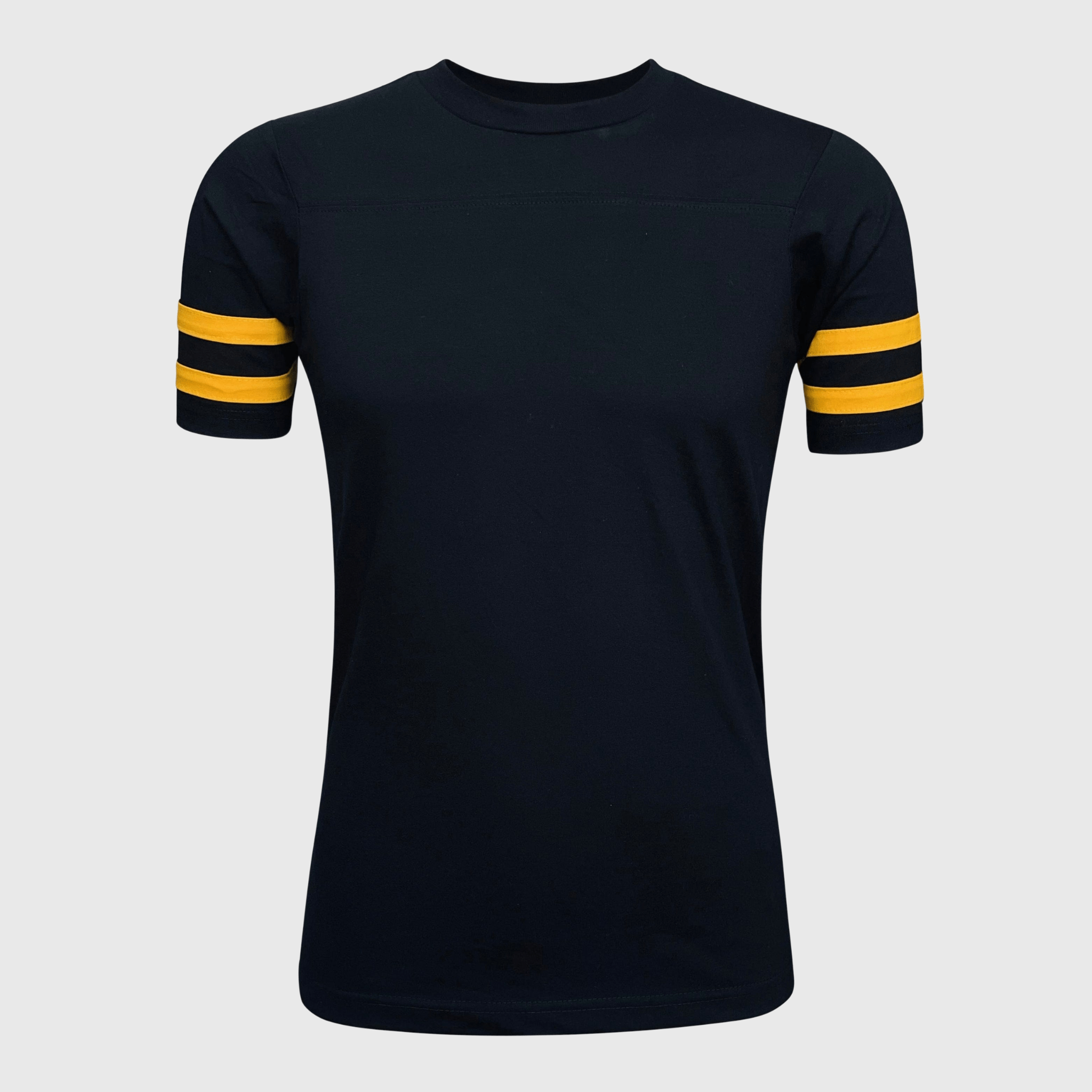 2 Stripes Jersey T-Shirt - Black and Gold