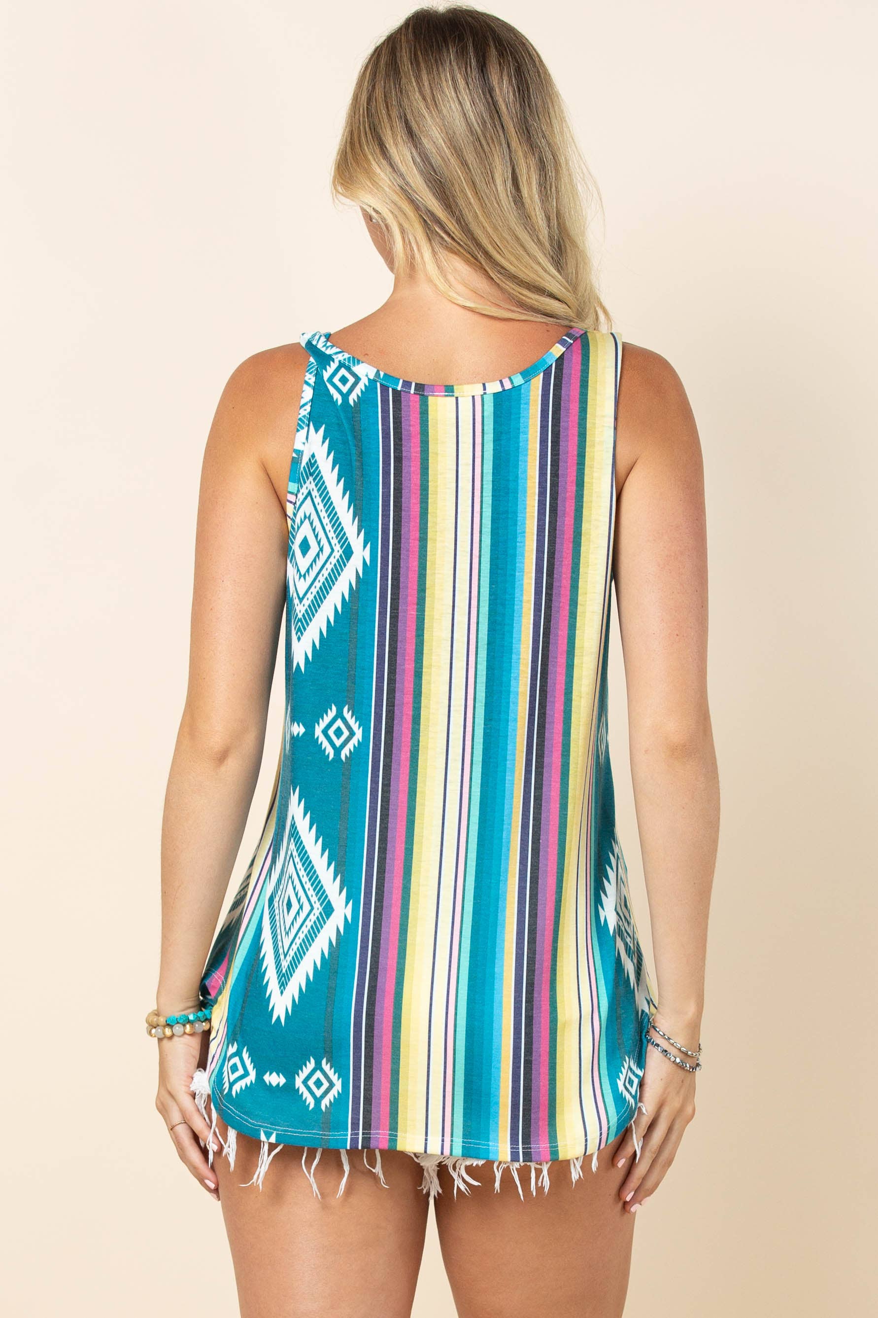 SCARLETT AZTEC PRINT SLEEVELESS TOP