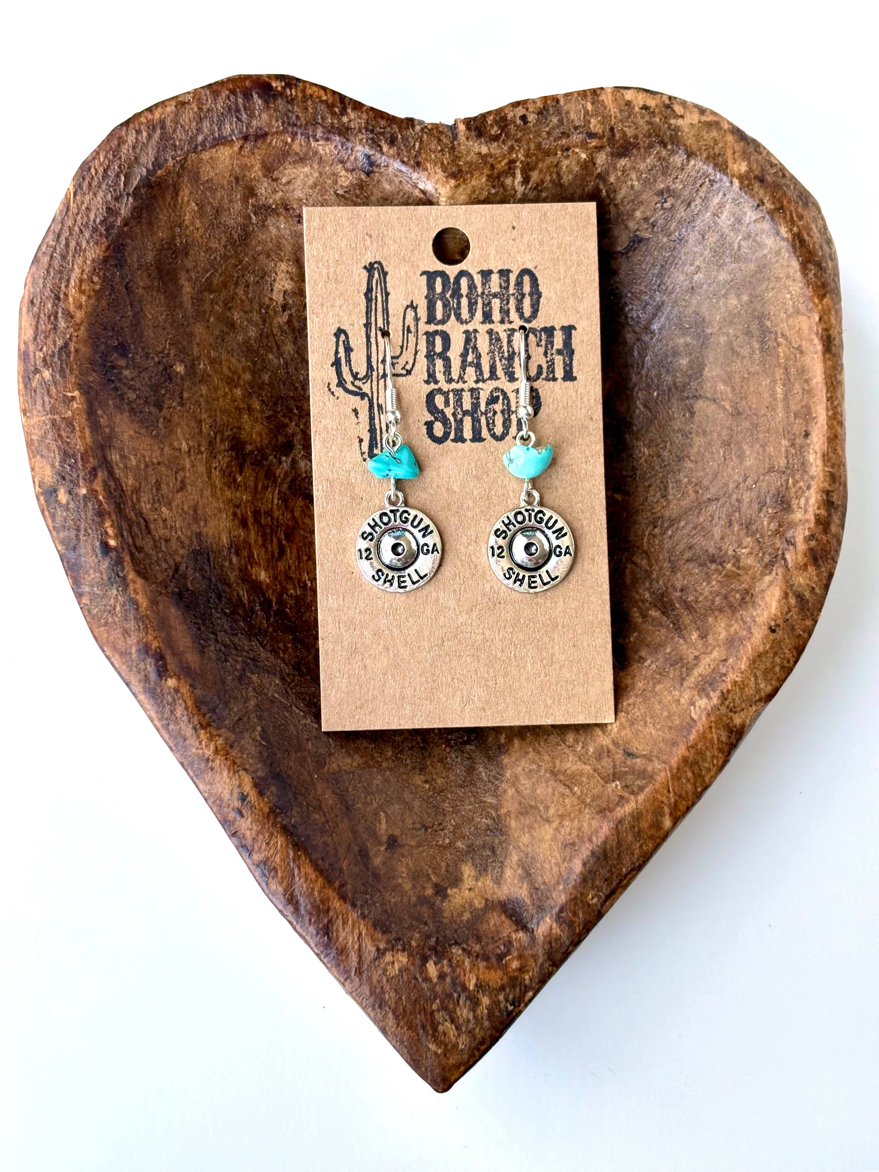 Western Style Turquoise Stone Dangle Earrings