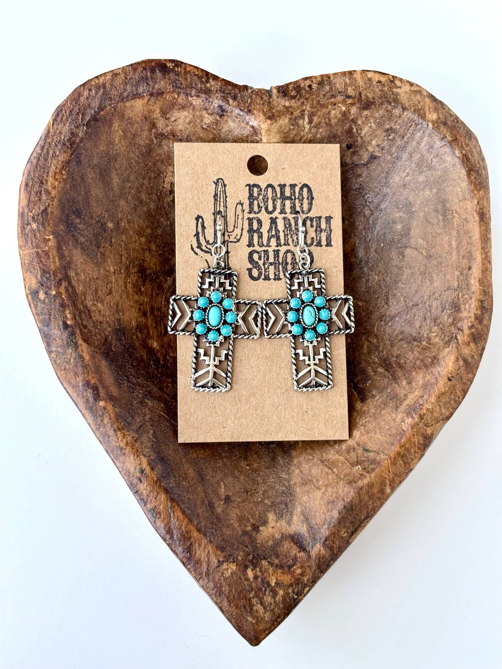 Western Filigree Turquoise Stone Dangle Earrings