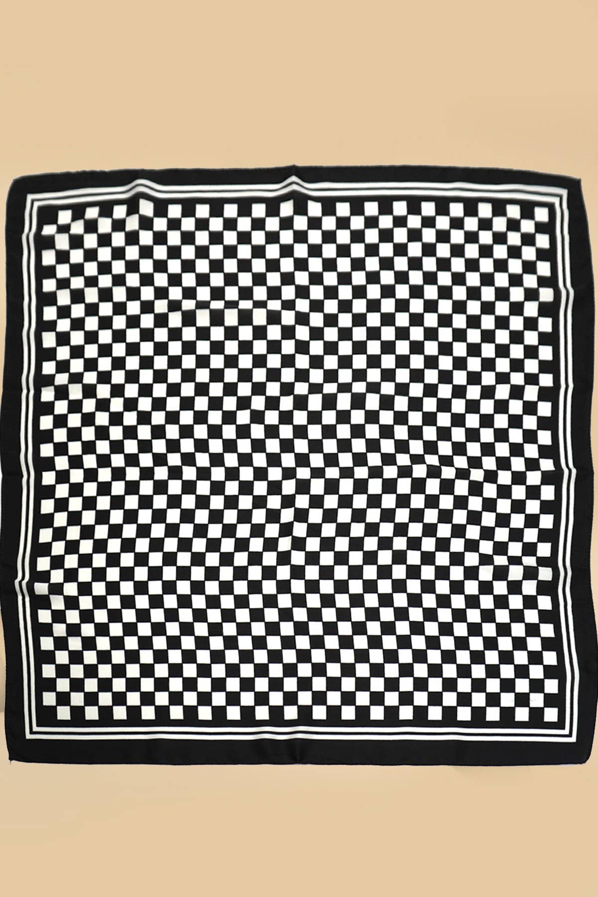 LARGE CHECKER PRINT SILKY FEEL BANDANA SCARF