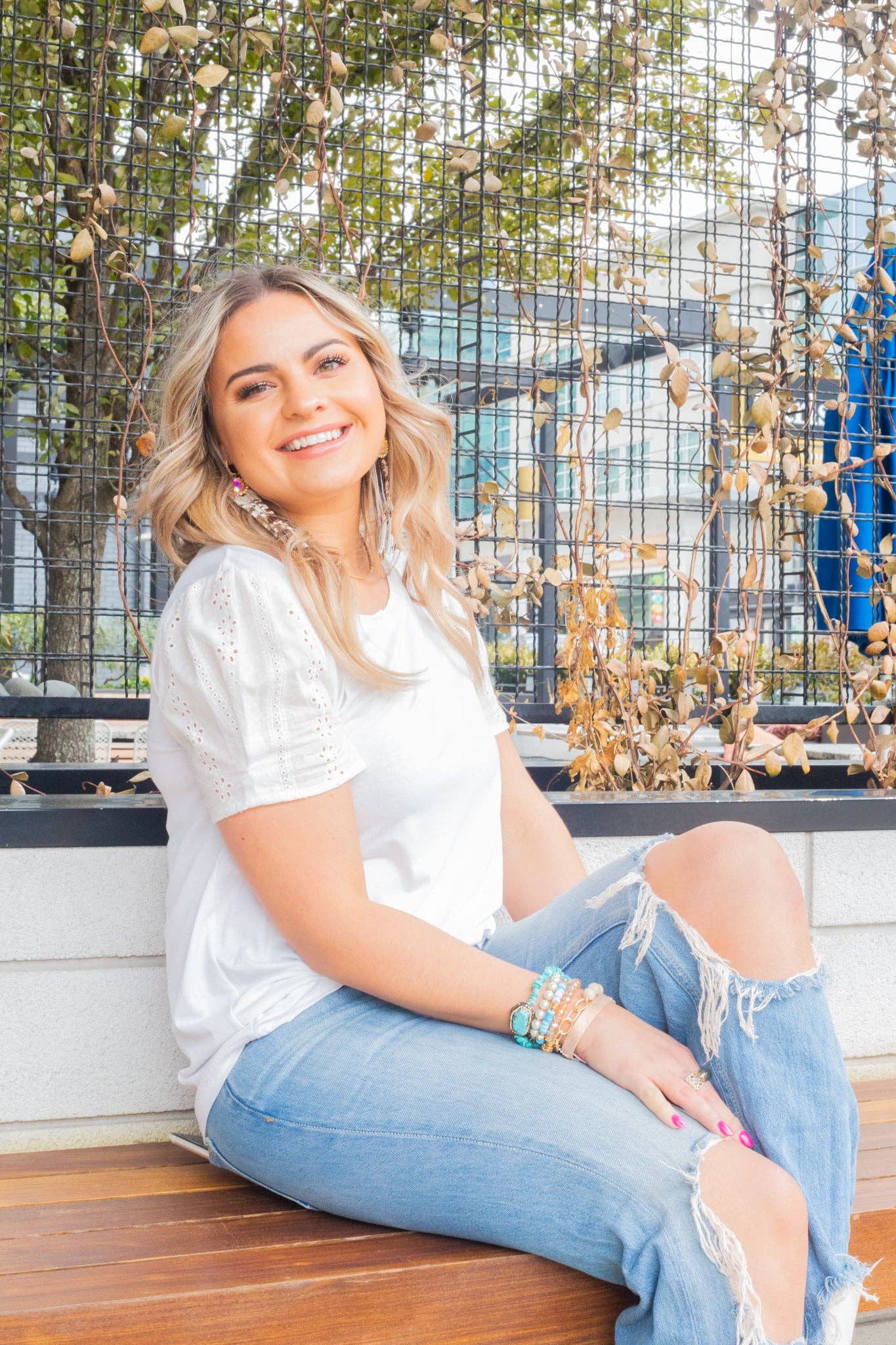 Nothing But Chic Eyelet Puff Sleeve Blouse, Ivory