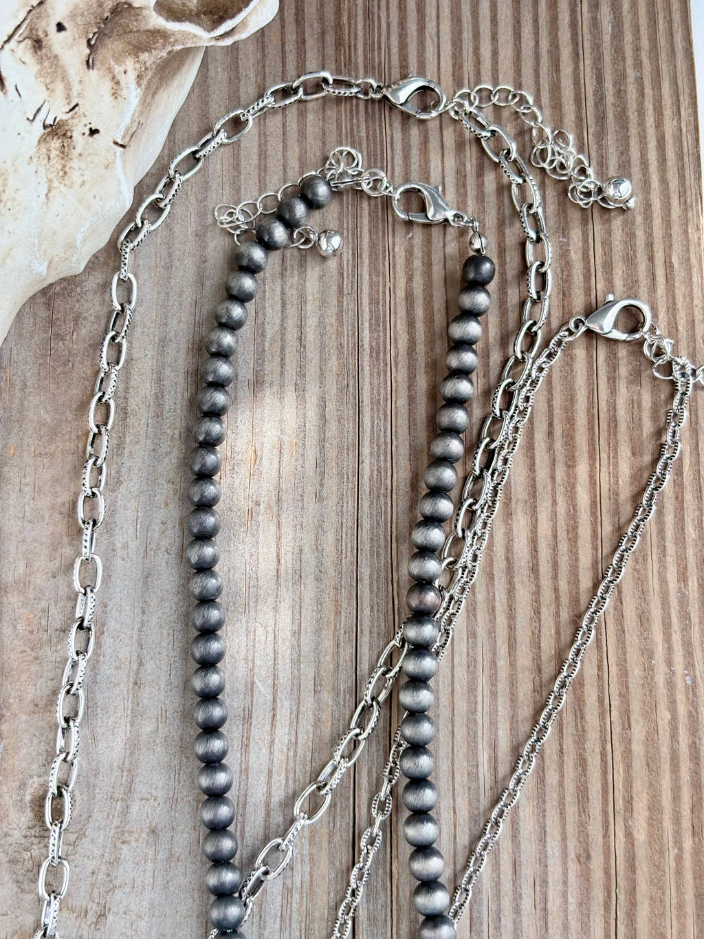 3pc Western Style Pendant & Navajo Pearl Necklace Set