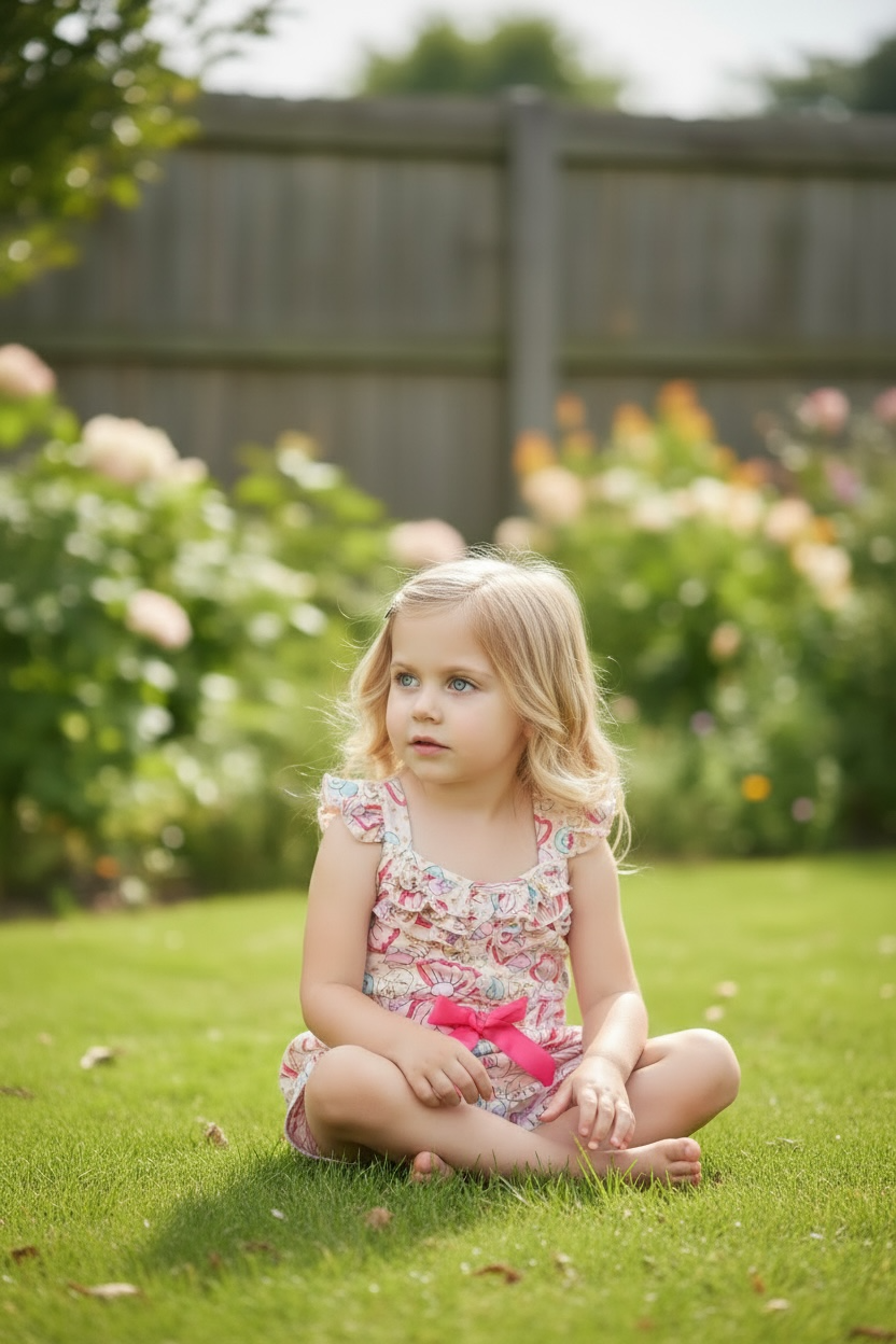 Seashell multi-printed girls romper.