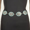 Western Mini Turquoise Stud Oval Concho Chain Belt