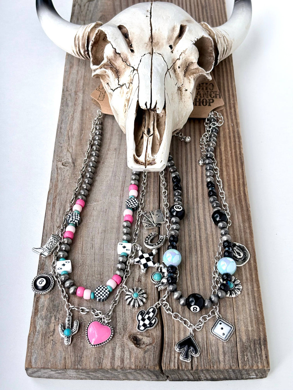2 Layered Western Style Charm Navajo Pearl Choker Necklace
