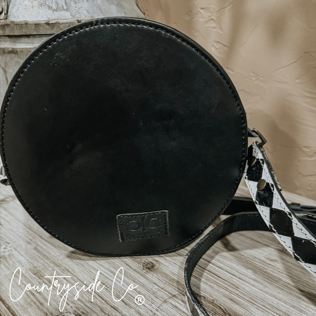 Emery Checkered & Cowhide Canteen Purse