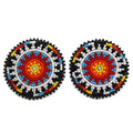 Handmade Native Style Post Earrings - Multi-Color Beaded Round