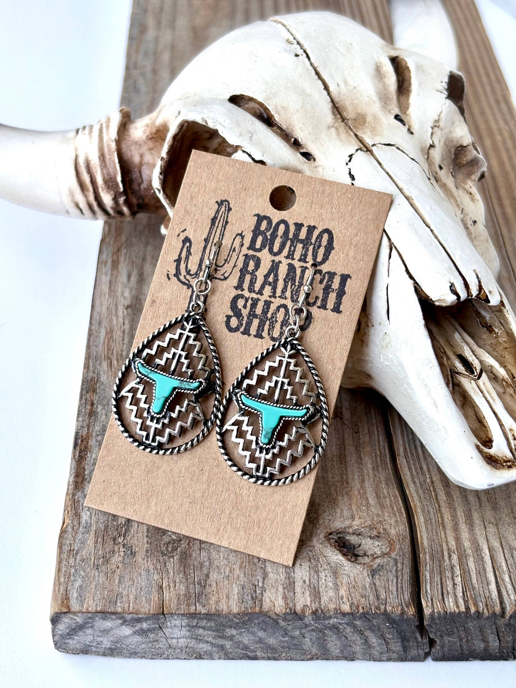 Western Filigree Turquoise Stone Dangle Earrings