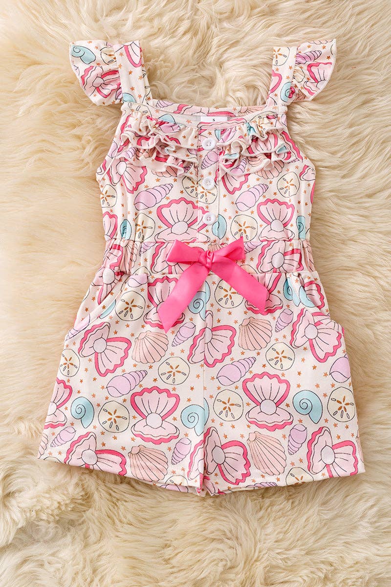 Seashell multi-printed girls romper.