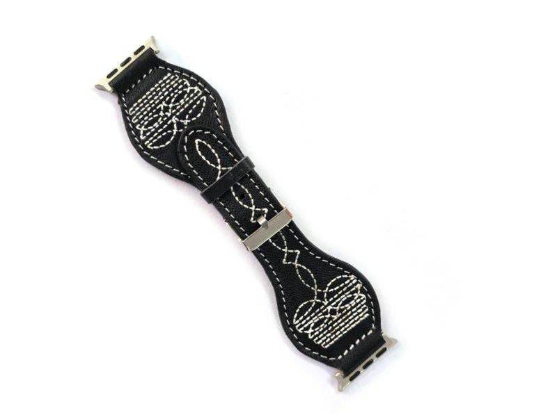 Western Boot Stitch Genuine Leather Apple Watch Band