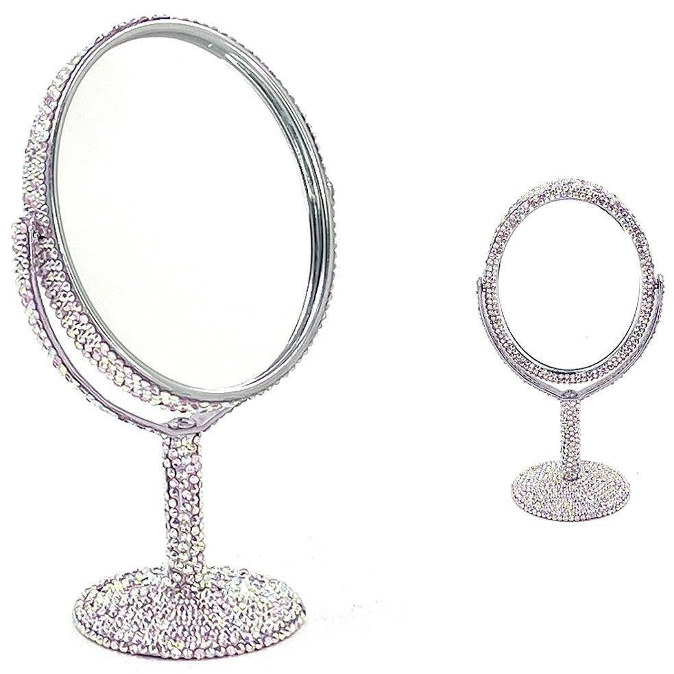 Sparkling Oval Shape Double Side Makeup Swivel Mirror S