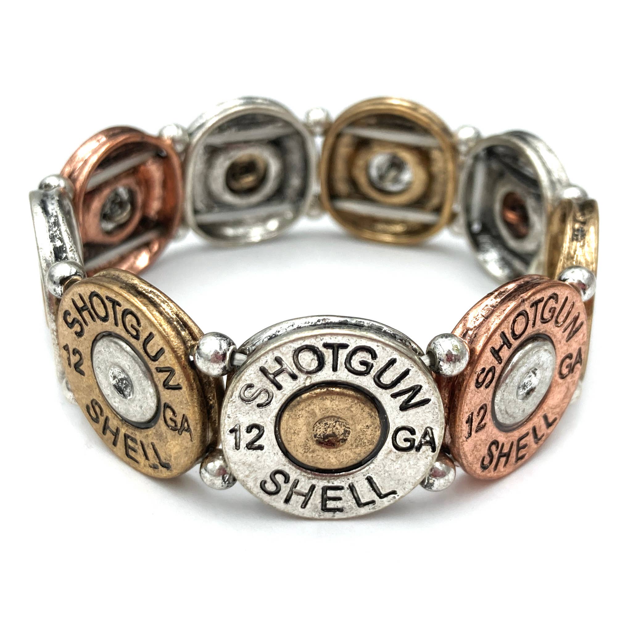 Large Shotgun 12 Gauge Bullet Shell Stretch Bracelet Gold