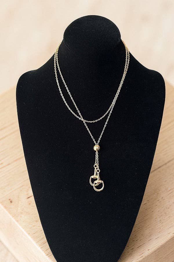 WESTERN SNAFFLE BIT TIPPED BOLO STYLE NECKLACE
