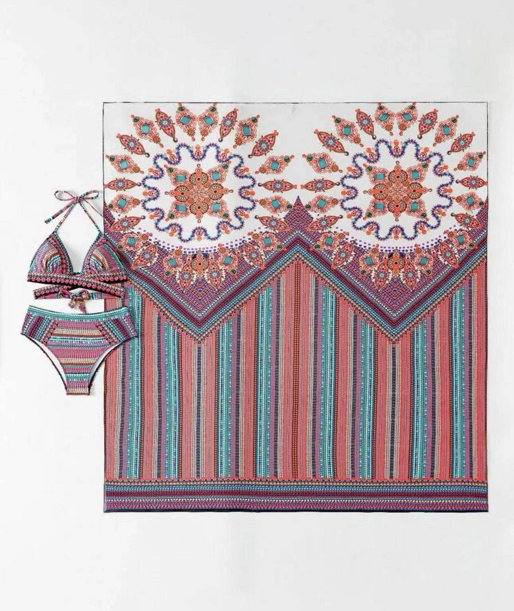 Printed Three Piece Swimsuit Phi Sand Beach Swimsuit Bikini