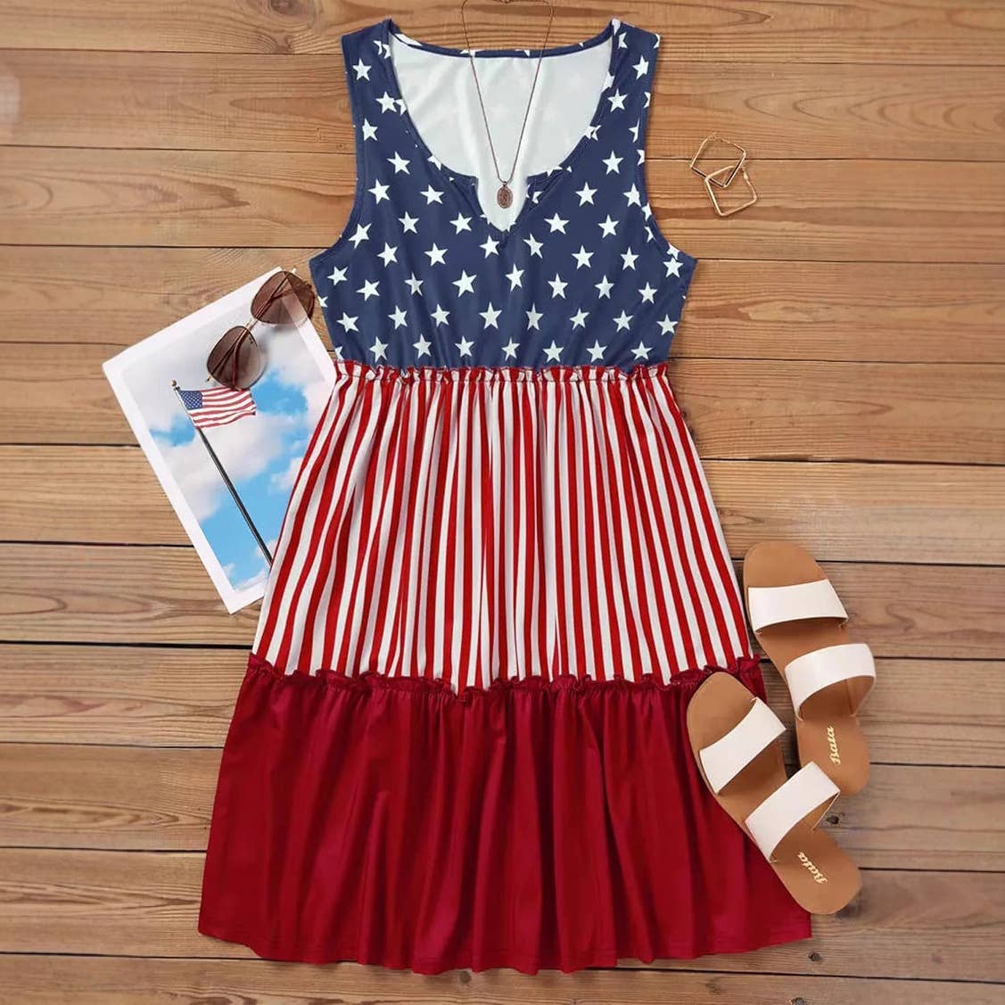 American flag print sundress independence Day dress