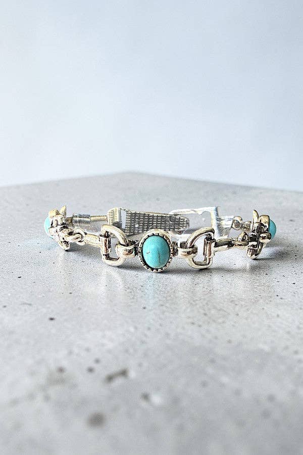 WESTERN TQ GEM SNAFFLE BIT LINK BRACELET
