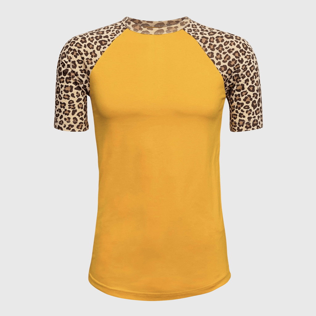 Cheetah Animal Print Short Sleeve Gold Top