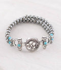 Buffalo Coin Navajo Pearl Bead Bracelet