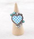 Checkered Heart Concho Ring